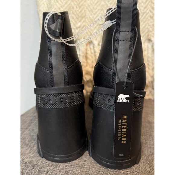 Woman's Size 8.5 Boots SOREL Brex Heel Zip black Leather Lug Sole - Picture 7 of 15